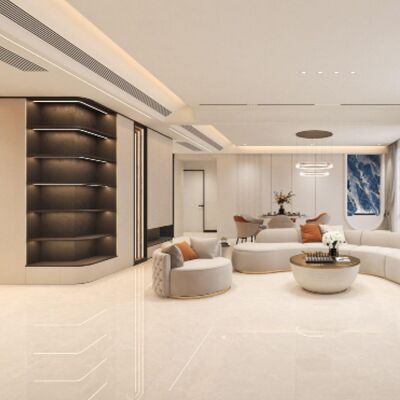 মার্বেল সিমেন্ট মিশ্রণ নকশা সহ আধুনিক পোরসেলান টাইল পরিষ্কার করা সহজ এবং সমসাময়িক স্থানগুলির জন্য মিলে যাওয়া গুট