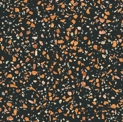 মিথ্যা স্টোন স্ল্যাব Terrazzo চীনামাটির বাসন টাইল মেঝে প্রসাধন কালো রঙ